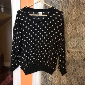 Black and white polkadot top